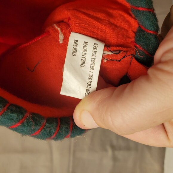 Christmas Red/Green Puppy Bone Felt Dog Stocking W/ Adorable Resin Puppy - Picture 6 of 7